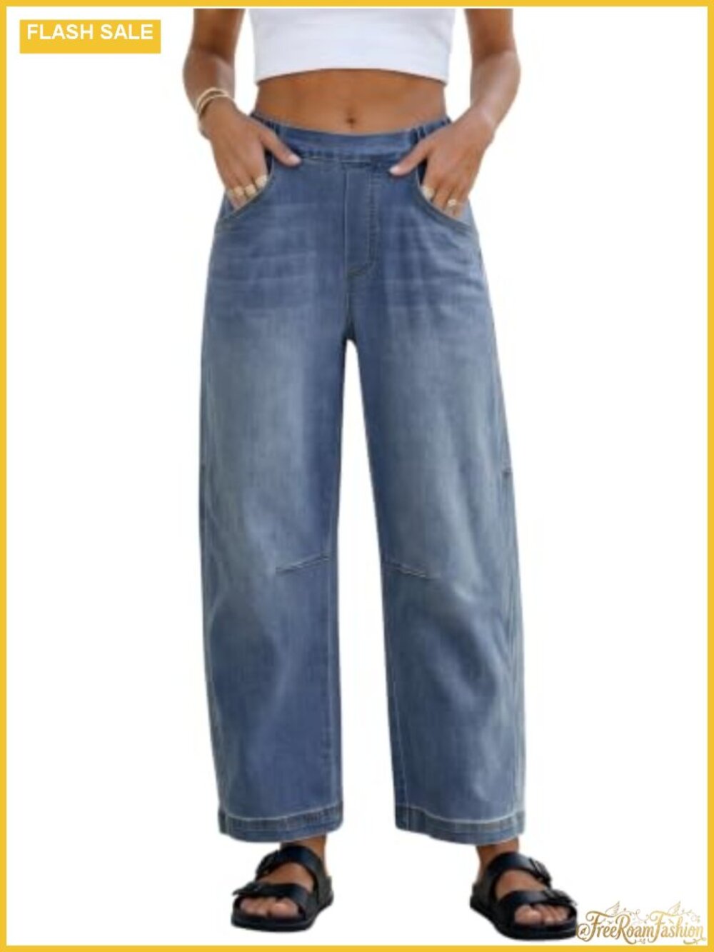 Barrel Jeans High Waist Wide Leg Stretchable Denim